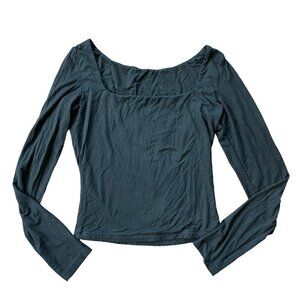 Beumissy Shirt Womens Small Black Long Sleeve Square Neck Tops Slim Fitted